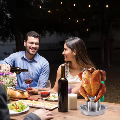 Stainless Steel Removable Chicken Roasting Rack Plate Grilled Chicken Rack Camping Outdoor Barbecue Tray Grilled Chicken Home Kitchen Fork Chicken Rack