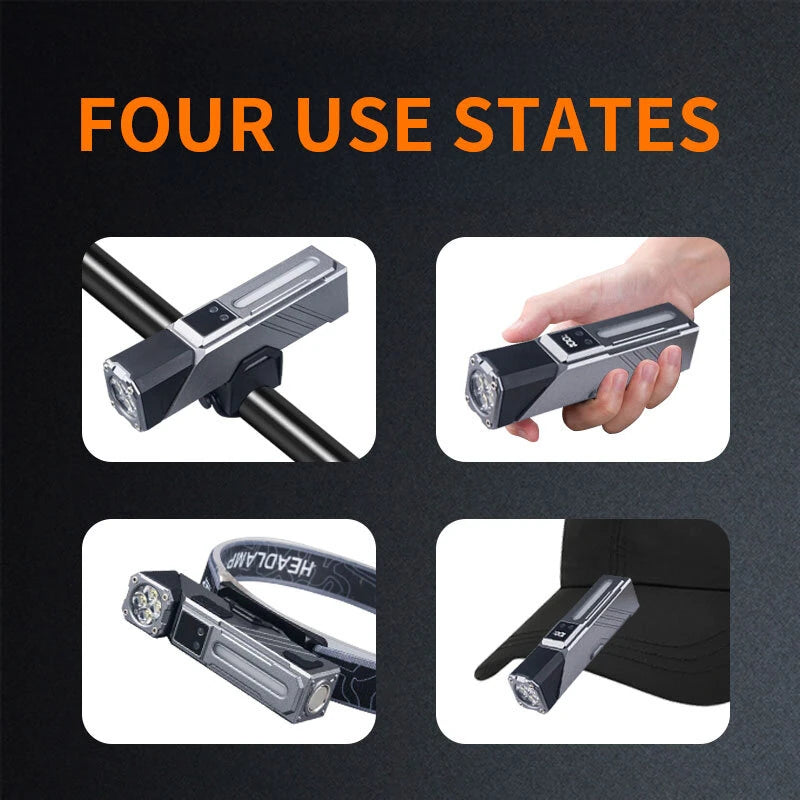 T130 Motion Sensor Multifunction LED Headlamp with Digital LCD Display Dual Light Source Magnetic Attraction Waterproof Work Lamp for Camping Hiking Cycling