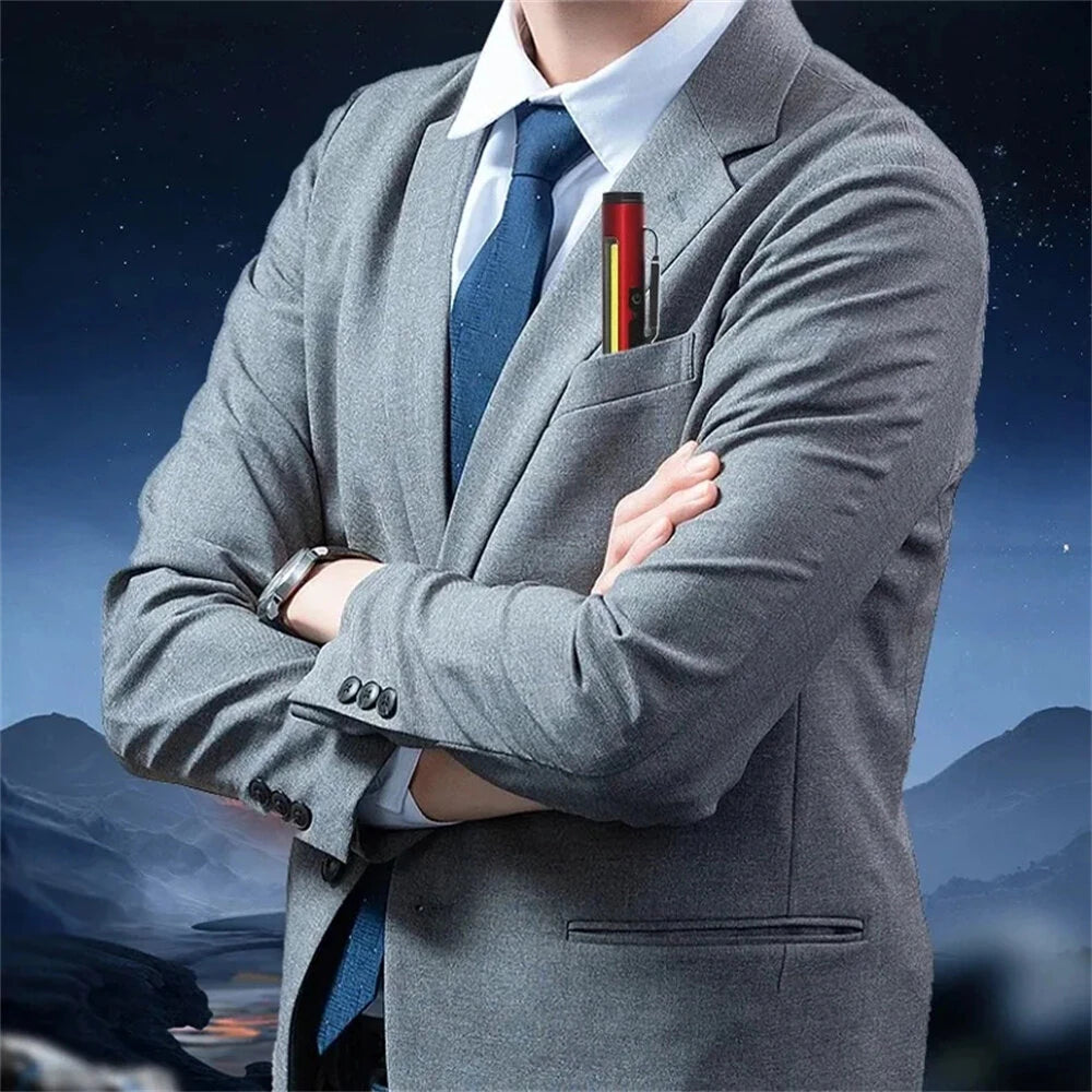 Bikight Magnetic LED Work Flashlight Pen Light USB Rechargeable Emergency Mini Torch Super Bright Outdoor Camping COB Pocket Lamp