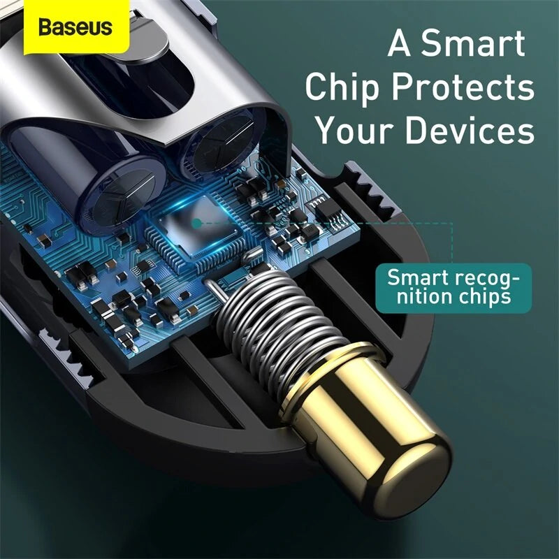 Baseus 120W Lighter Splitter QC 3.0 PD 3.0 USB Car Charger PD 20W Quick Charging For Iphone Car USB Socket Adapter