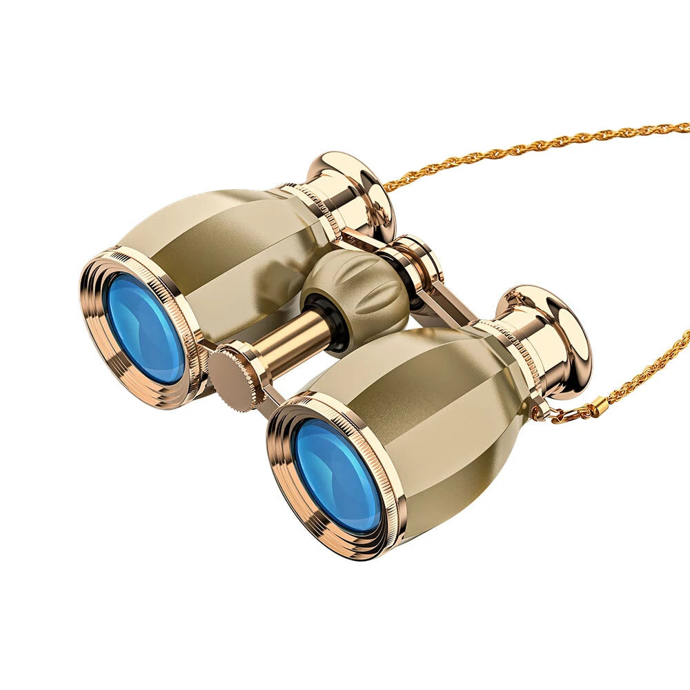 [EU Direct] AOMEKIE A03057R 4X30 Dual Tube HD Telescope Popular Mini Metal Handheld Drama Mirror Portable Retro Stage Drama Telescope