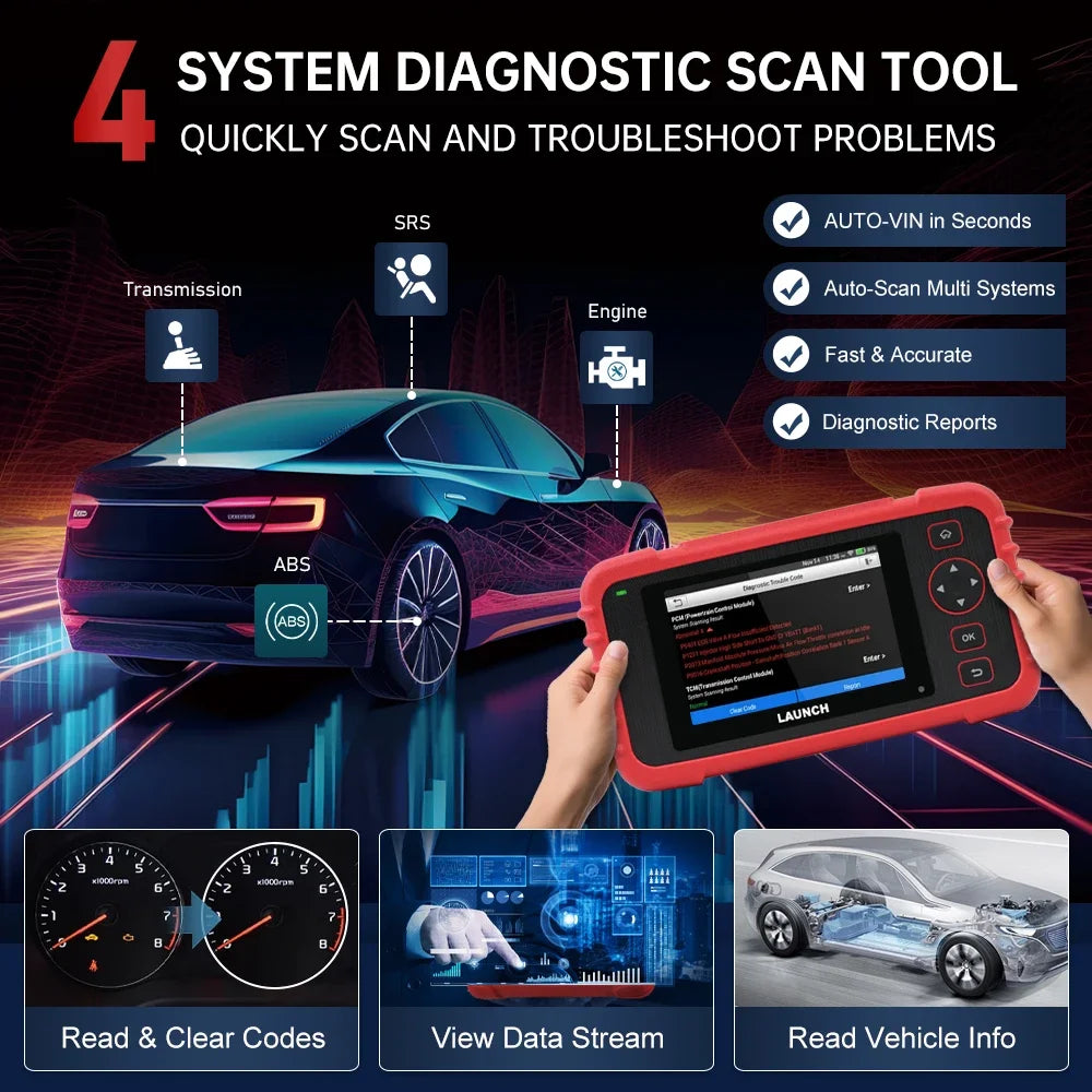 LAUNCH CRP123X V2.0 Car OBD2 Diagnostic Tools OBD II Scanner Engine ABS Airbag SRS AT Code Reader Free Update Automotive Tools
