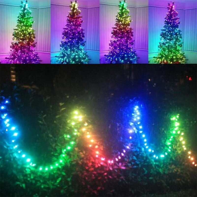 10M 100LED Bluetooth Controlled LED String Lights USB Powered Waterproof RGB Strings for Holiday Event Party Decoration