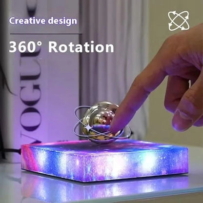 Magnetic Levitating UFO Ambient Lamp with RGB Galaxy Base & Touch Control Floating Rotating Desk Night Light for Home Office