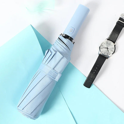 AGSIVO Travel Automatic Folding Umbrella Sun and Rain 10 Ribs Reinforced Windproof UPF 50+ UV Protection Auto Open Close For Men and Women