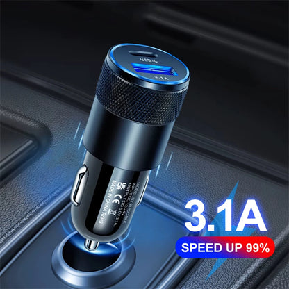 3.1A USB Car Charger Type C Fast Charging Phone Adapter Dual-Port Charging For Xiaomi Huawei PD Phone Charger Adapter Socket