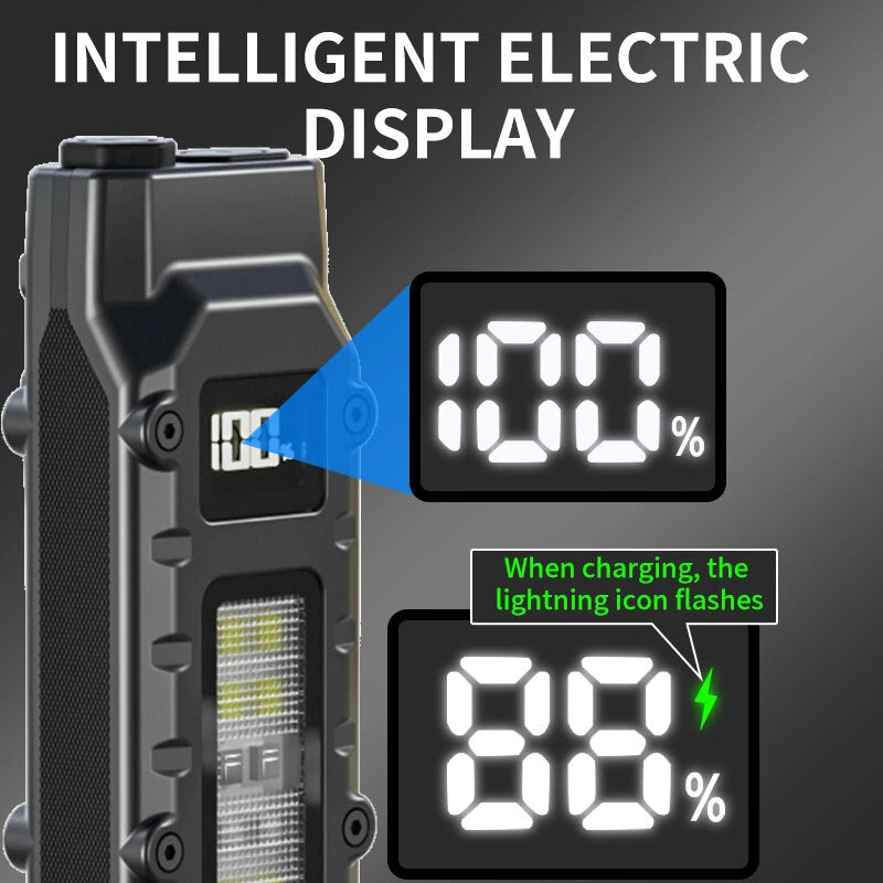 Bikight DT007 1200LM Portable Tactical Flashlight With Side Floodlight Double Tail Swich Ultra Bright Mini LED Torch Rechargeable Outdoor Hiking Camping Fishing Lamp