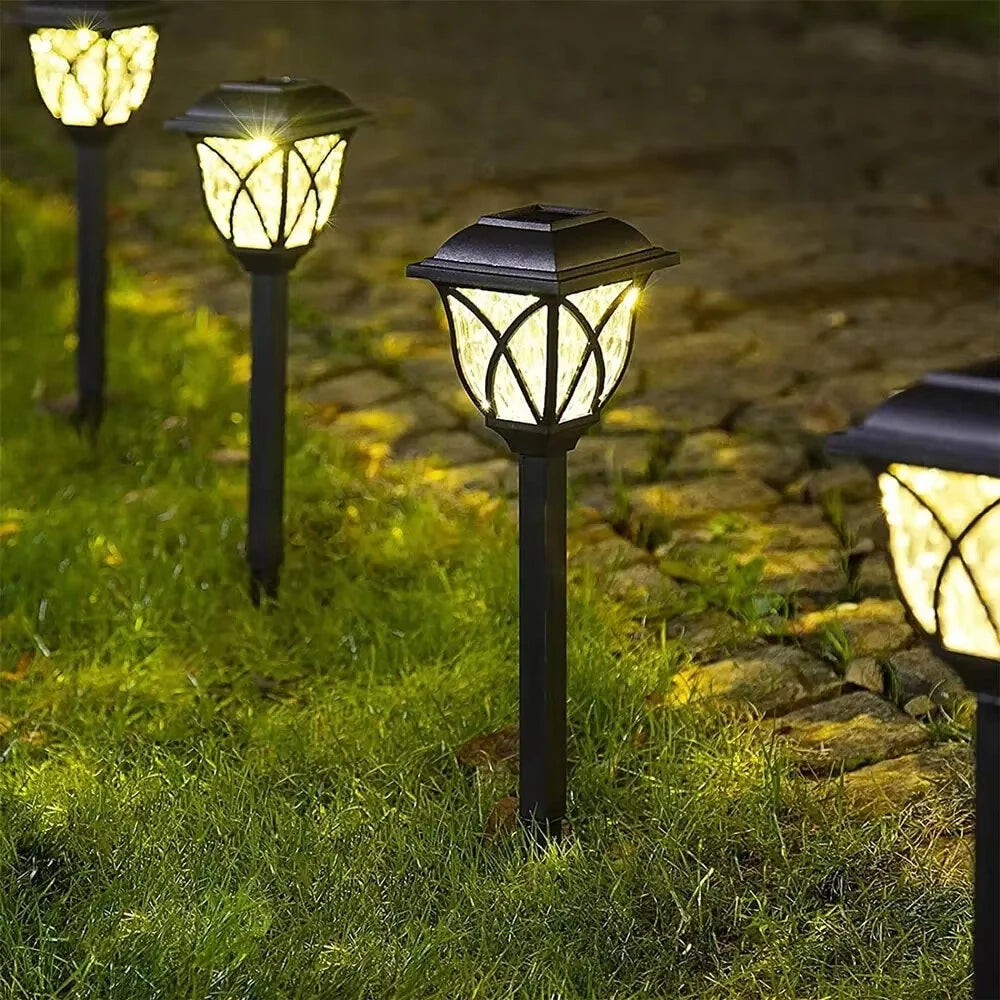 2pcs LED Solar Lawn Lights Outdoor Waterproof Garden Decoration Lamp For Walkway Path Villa Yard Driveway