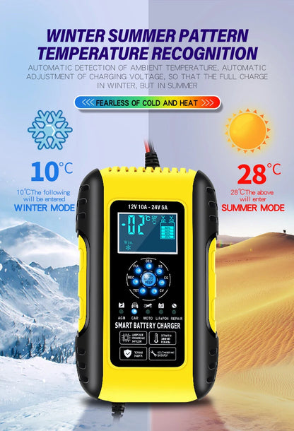 7-Stage Fully Automatic Smart Battery Charger For 12V/24V 6-180AH Start-Stop/Lead-acid Battery