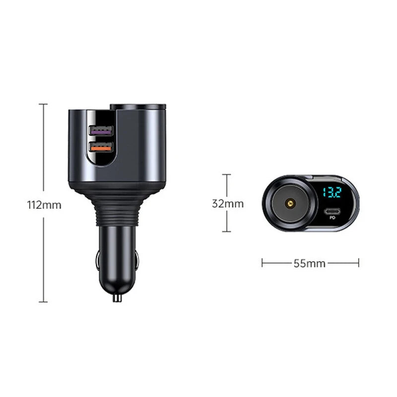 PD30W+80W+100W Car Fast Charger LCD Screen Dispaly Compatible with 100W/66W/40W/22.5W Super Fast Charge