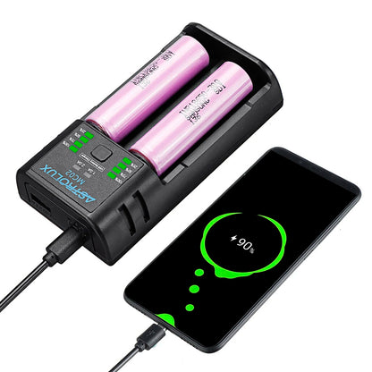 Astrolux MC02 2 in1 USB Charging Mini Battery Charger Portable Mobile Phone Power Bank Current Optional Charger For 18650 21700 26650 Li-ion Battery
