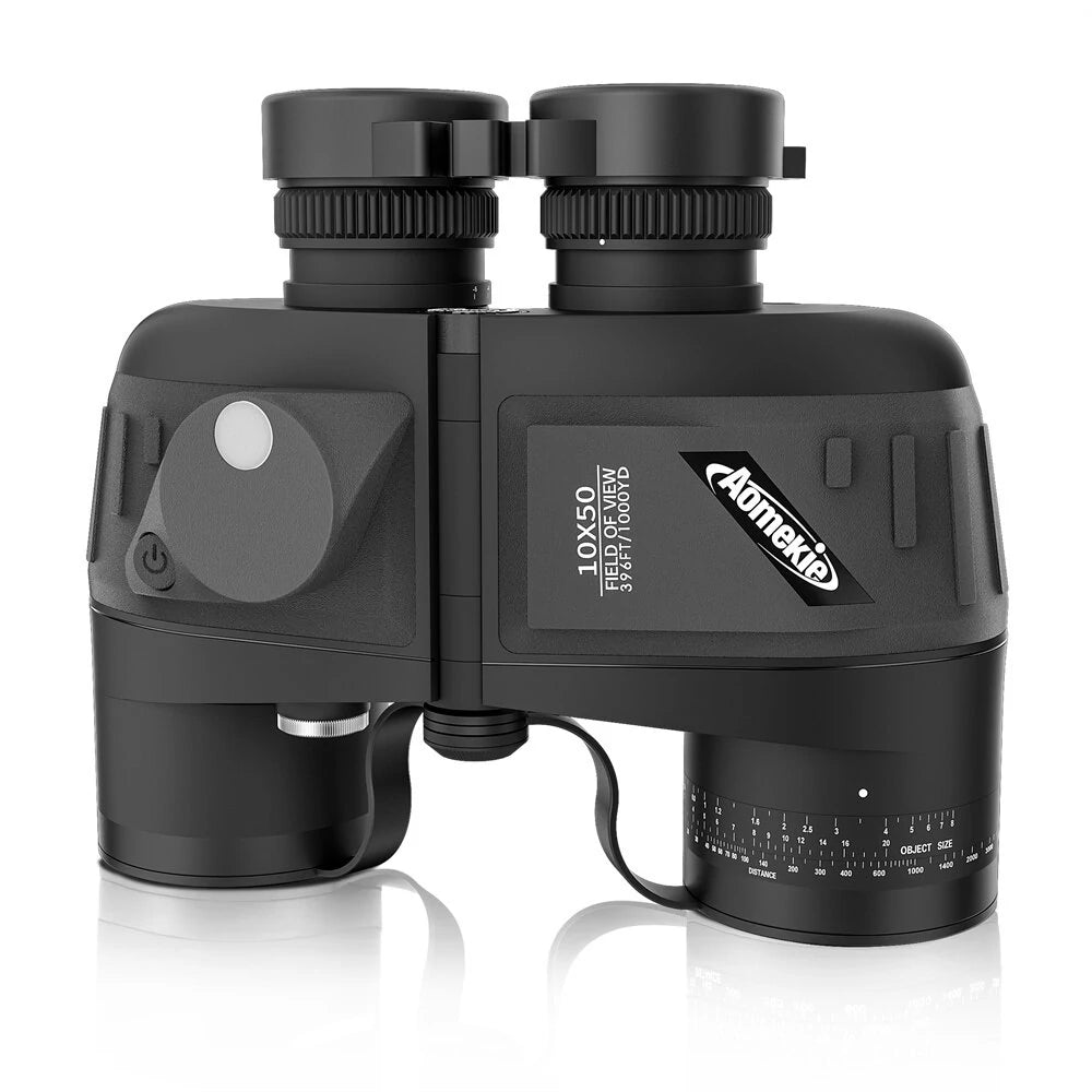 [EU Direct] AOMEKIE Powerful 10X50 Binoculars HD Military Marine Bird Watching Waterproof Telescope With Internal Rangefinder & Compass Telescope Night Vision Binoculos Teleskop AO3015B