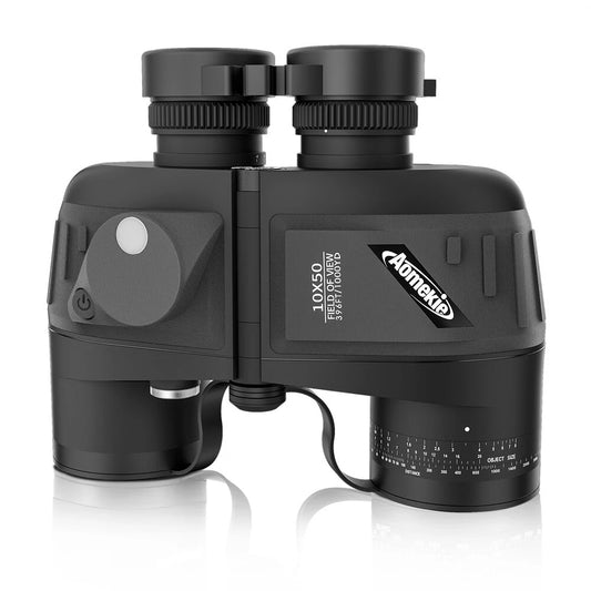 [EU Direct] AOMEKIE Powerful 10X50 Binoculars HD Military Marine Bird Watching Waterproof Telescope With Internal Rangefinder & Compass Telescope Night Vision Binoculos Teleskop AO3015B