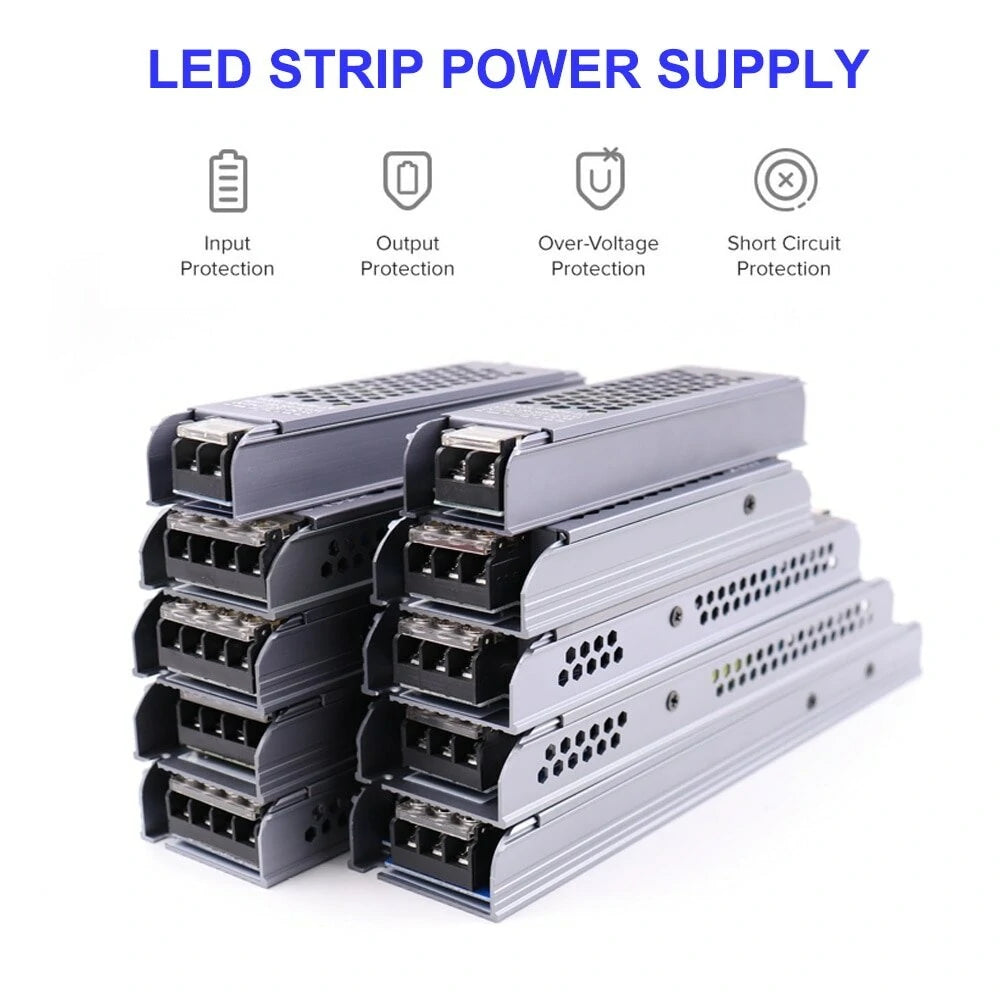 AC/DC 12V 24V Transformer 100W LED Driver Power Supply Super Thin A/D Converter for LED Strip Light Bulb