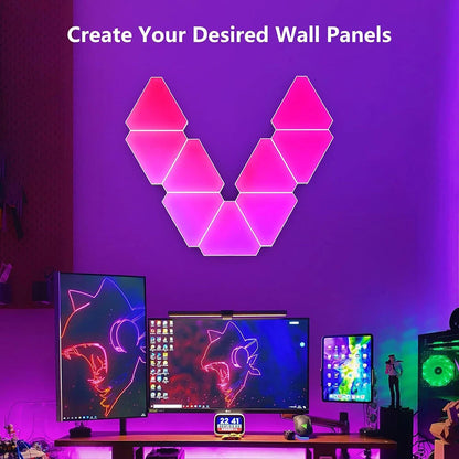 LIXINCORDA Smart RGBIC LED Triangle Light Panels Music Sync APP/Remote/Voice Control With Alexa & Google Wall Art & Room Decor