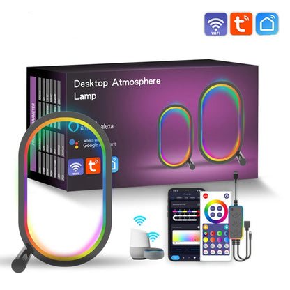 WIFI Smart LED Desktop Ambient Night Light RGBIC USB Desk Lamp with App Dimmable Color Change for Bedroom Game Room Study