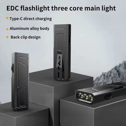 SD-31 1500 Lumens Portable Aluminum Alloy LED Flashlight EDC Tactical Rechargeable Work Light USB-C Rechargeable Waterproof Bright Light for Outdoor Camping Hiking Emergency