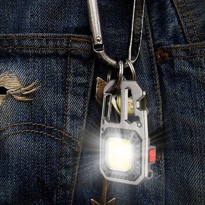Mini COB LED Flashlight Keychain Lights Screwdriver Emergency Wrench Hammer Portable Key Ring Work Light Torch Outdoor Camping