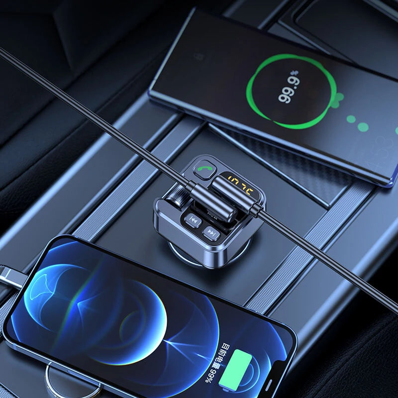 bluetooth 5.1 Car Receiver MP3 Play Car Multifunctional Music PD30W 5V/2.4A Handsfree With USB Charge Adapter