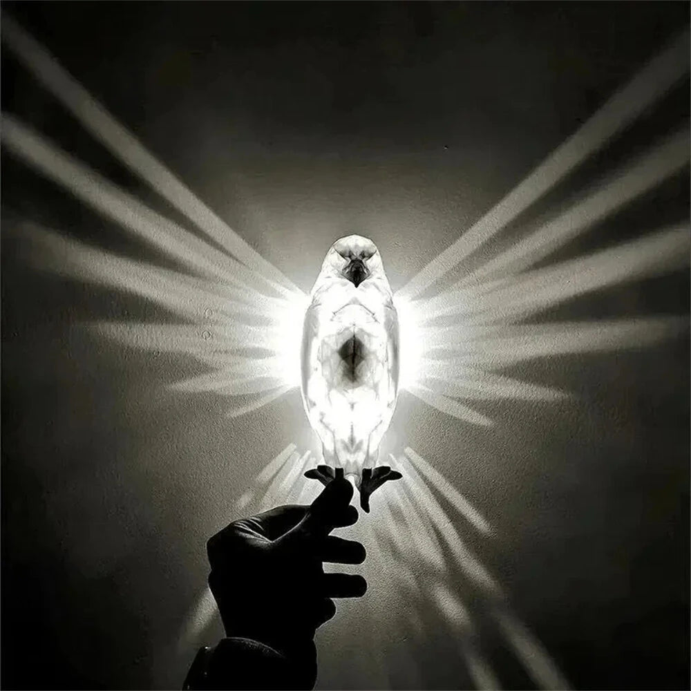 Eagle Owl Animal Projector Wall Lamp 3D Print Sconce Light Plastic Material Battery Operated Home Decor for Halloween Xmas