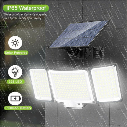 Elfeland 328LED Solar Light Outdoor Lamp Super Bright Motion Sensor Waterproof 3 Working Modes Spotlight Solar for Garden Securi for Outside Landscape