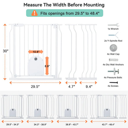 Comomy 31-45'' Extra Wide Baby Gate with Adjustable Door Top of Stairs Pet Gate