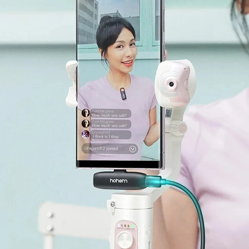 Hohem MIC-01 1-to-2 Wireless Lavalier Microphone CD Lossless Sound 360 Omnidirectional Sound Pickup Noise Cancelling Recording Live Streaming Mic with Backup Stroage Plug and Play for iPhone Android MFI Certificated