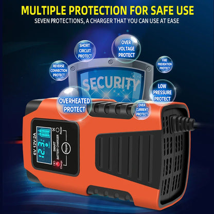 Fully Automatic Smart Car Battery Charger with LCD Display For 6V/12V 2AH-20AH Application Of Lead Acid Battery