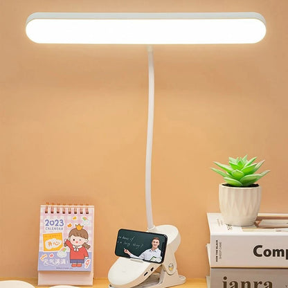 LED Clip-On Desk Lamp 4000mAh Battery Rechargeable 3 Color Temperatures Dimmable Flexible Gooseneck USB Powered