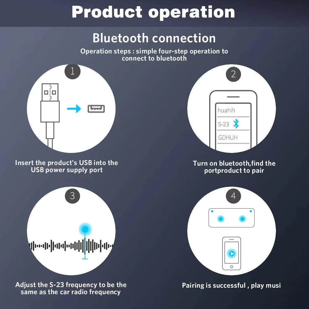 50Hz-20KHz Car Bluetooth Transmitter and Receiver Hands-Free Car FM Bluetooth Car Adapter Audio MP3 Player