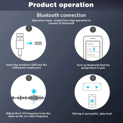 50Hz-20KHz Car Bluetooth Transmitter and Receiver Hands-Free Car FM Bluetooth Car Adapter Audio MP3 Player