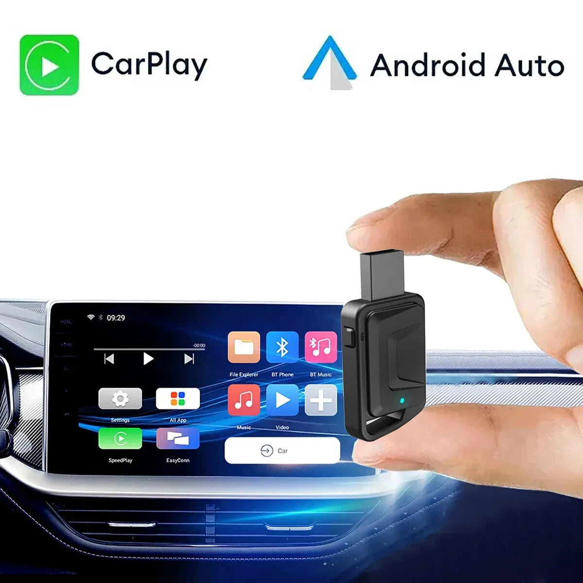 iMars Wired To Wireless Carplay Converter 4.2 Bluetooth Wireless CarPlay Adapter 2.4GHz+5.8GHz Dual-Band Low Latency Plug & Play Supports OTA Upgrades