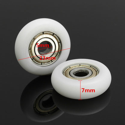 10pcs Nylon Plastic Carbon Steel Bearings Pulley Wheels Embedded Ball Bearings 5*23*7mm