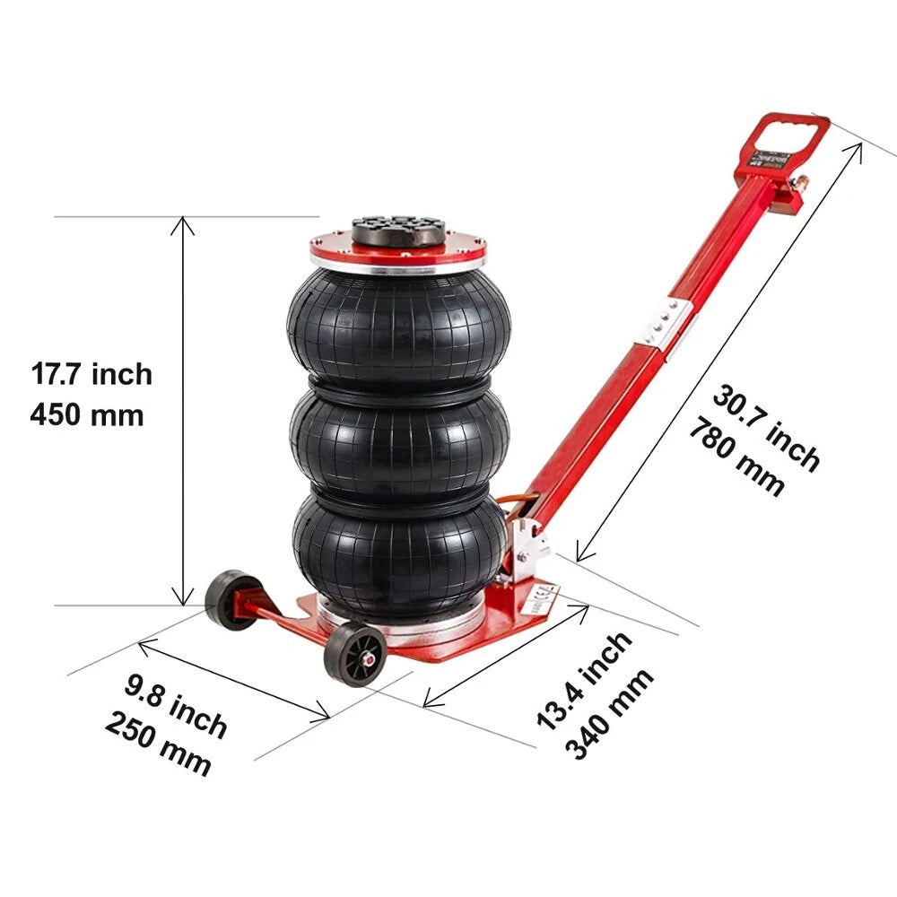 Mudiro Air Jack 3 Ton 6600 lbs / 5 Ton 11000 lbs Air Bag Jack with Six Steel Pipes 15.75 inch/400 mm / 18.5 inch/470 mm Lift up Fast Lifting Pneumatic Jack with Adjustable Long Handle for Cars Garages Repair