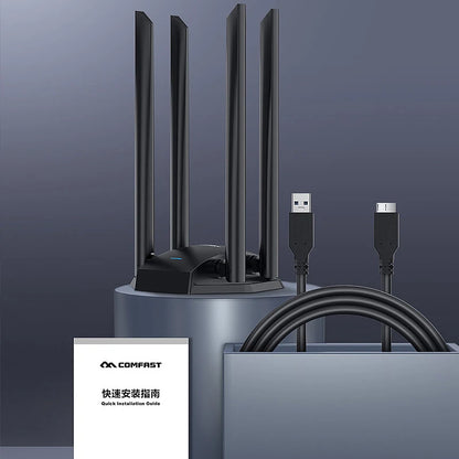 COMFAST CF-WU785AC 1300Mbps Wireless Network Card 2.4G/5GHz Dual Band USB WiFi Receiver Adapter with 4*6dbi High Gain Antenna