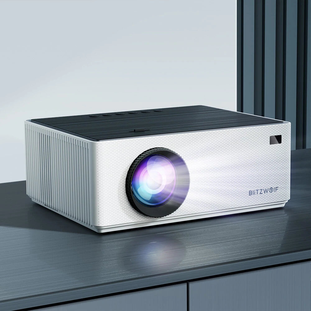 BlitzWolfBW-V8 FHD Projector LCD LED Android 11.0 OS 480ANSI Lumens 4D Keystone Correction Dual-5G WIFI 4K Decoding Digital Zoom Mini Portable Projector Outdoor Movie