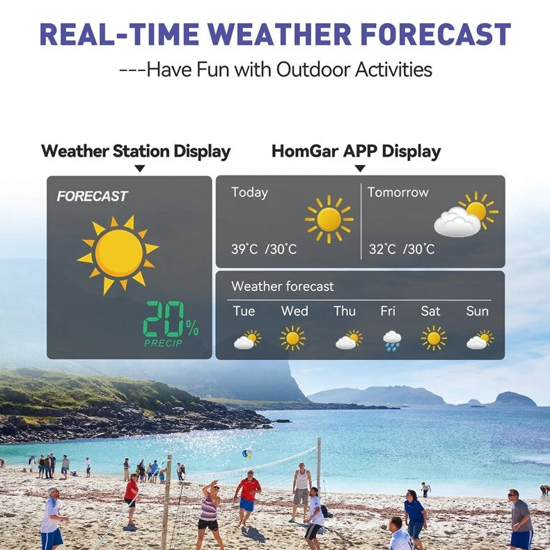 BALDR Wifi Weather Station Alarm Clock Wireless Indoor Outdoor Thermometer Forecast Station App Remote Control