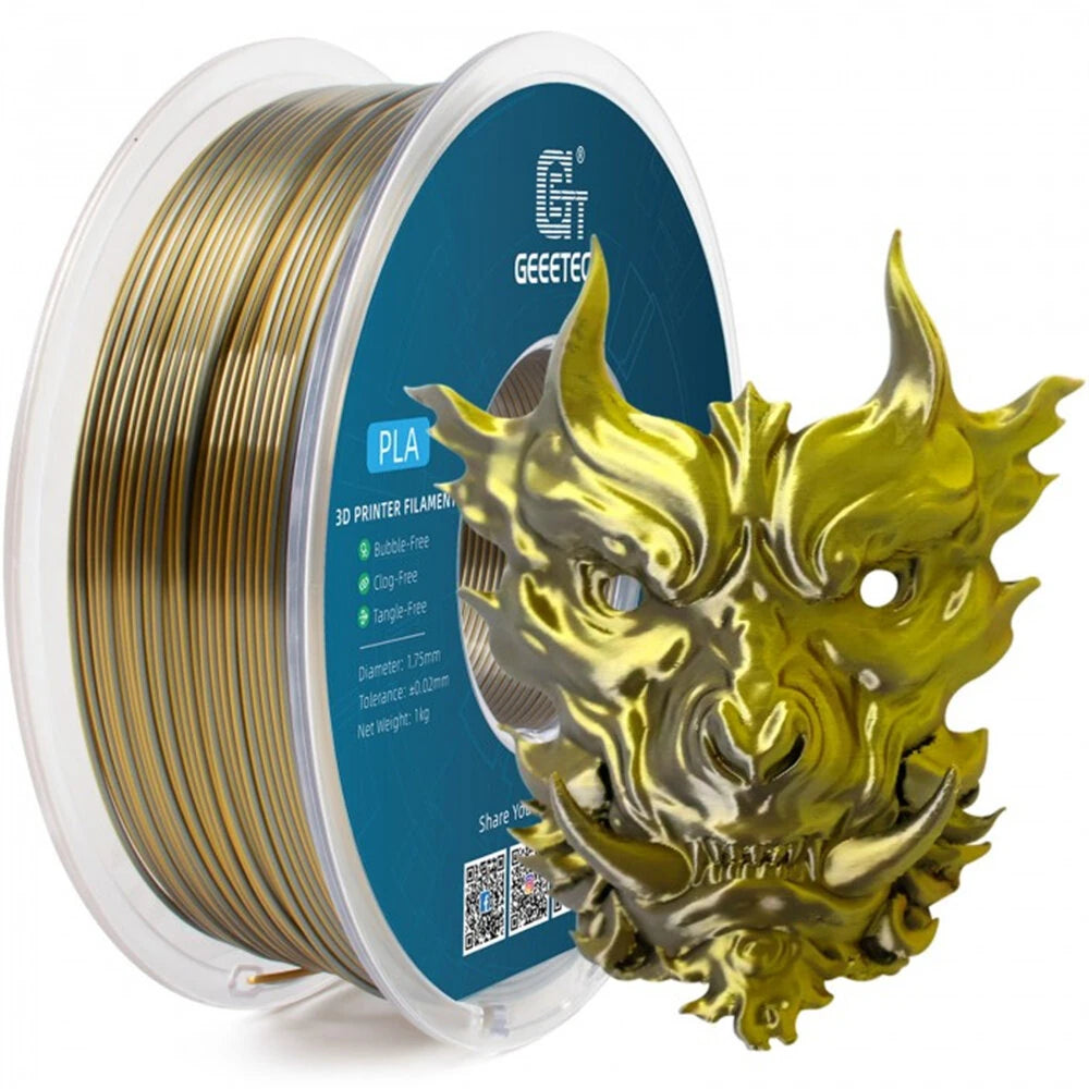 [EU/UK Direct]Geeetech Silk PLA 3D Printer Filament 1.75mm 1kg Dual Colors No Clogs No Bubbles High Gloss Wide Compatibility