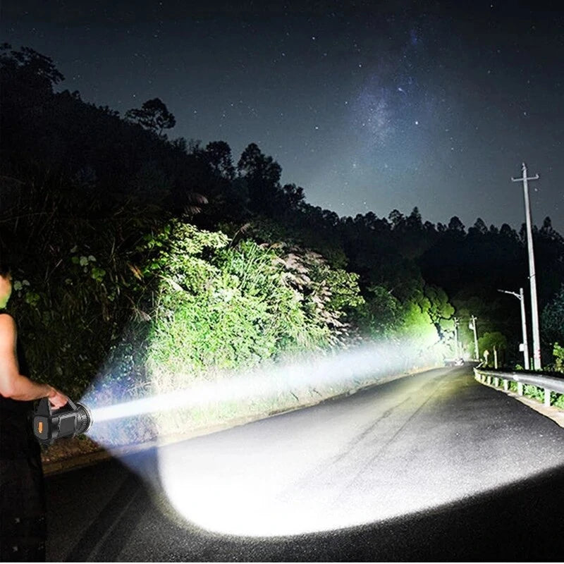 Portable Solar LED Flashlight With COB Work Lights USB Rechargeable Handheld Camping Light 4 Lighting Modes Outdoor Powerful Solar Torch Light