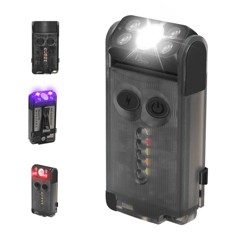 SEEKNITE V30 1000LM EDC LED Keychain Flashlight Power Bank UV Magnetic Beep Clip USB-C Rechargeable Camping Fishing Emergency Alarm Torch