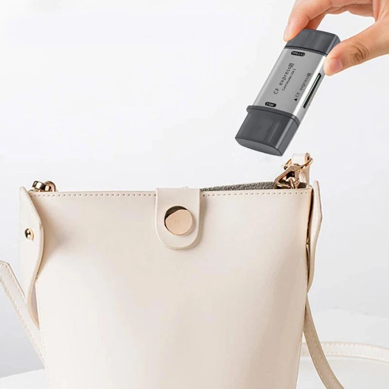 USB3.2 Gen2 CFExpress Card Reader 10Gbps High Speed 2 in 1 USB & Type-C Memory Card Reader Zinc Alloy Portable Design for Smartphone PC Computer Plug and Play