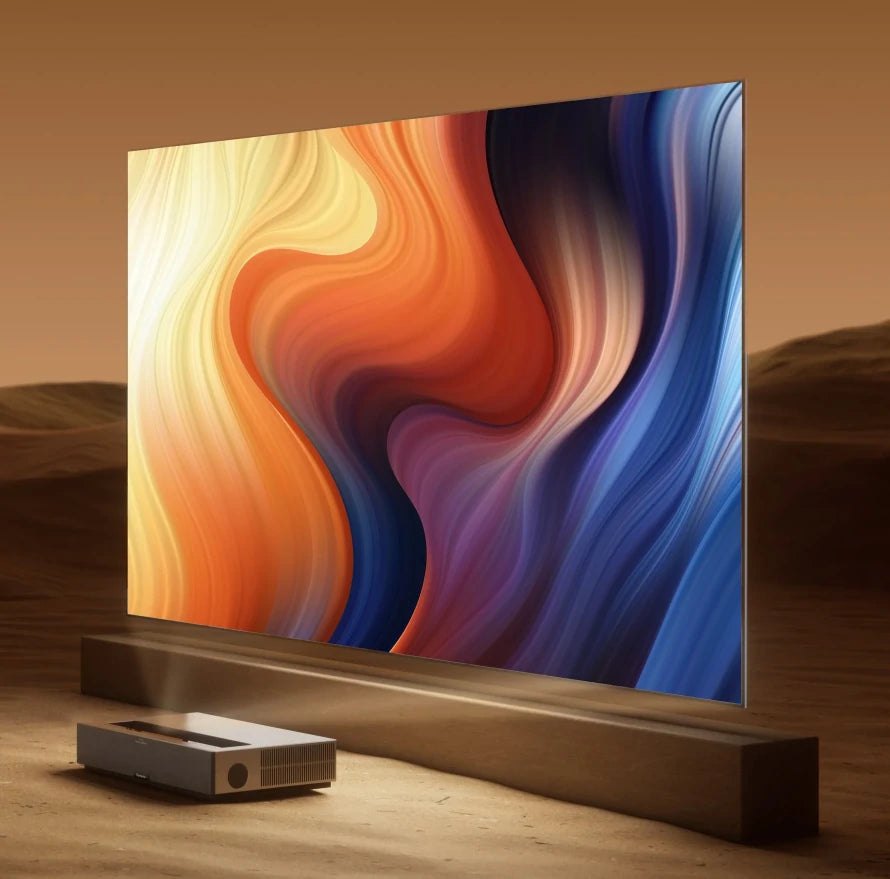 [EU Direct] FENGMI Formovie THEATER Triple Color 4K Google Assistant Smart T1 Short Throw Laser Projector Global Version UST UHD ALPD 4.0 RGB+ Android 11.0 OS Certificated 107% Rec.2020 color gamut 1800 ISO Lumens