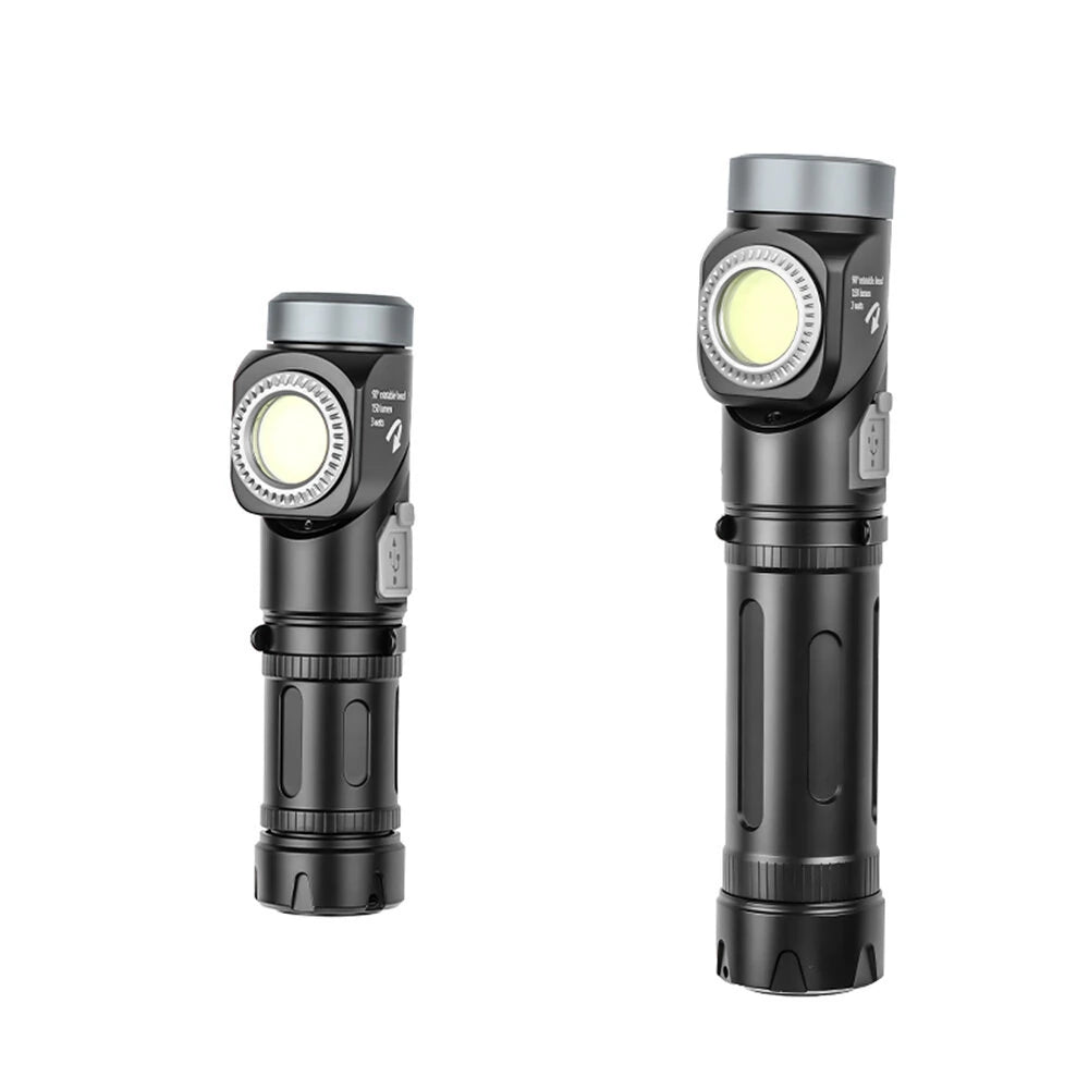 Multi Functional Strong Light Clip-on Headlight Magnetic Rotating L-shape Flashlight Work Light Magnetic Tail Outdoor Portable Torch 90-Degree Adjustable Corner Work Light For Hiking