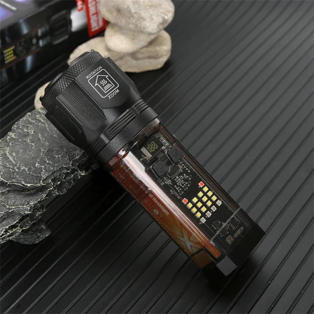 Bikight Multi-function Solar LED Flashlight Telescopic Zoom Torch 6 Modes Light Outdoor Emergency Power Bank LED Solar Lantern