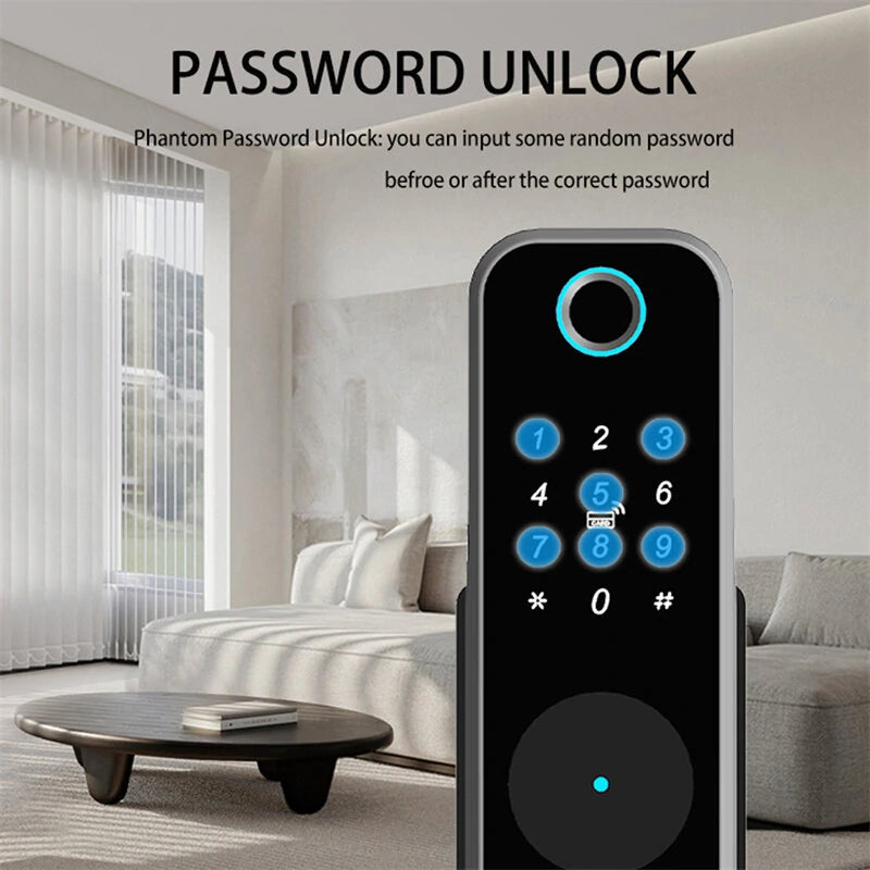 WAFU WF-014 Tuya Smart WiFi Keyless Entry Door Lock Anti-theft Biometric Fingerprint Password Key APP Remote Control Electronic Lock