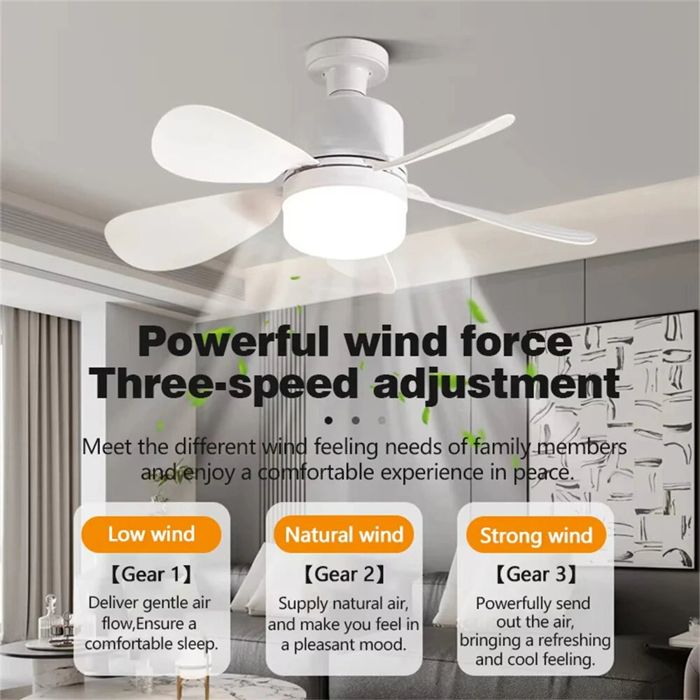 Elfeland E27 LED Ceiling Fan Light Remote Control 3-Speed Fan & 3-Color Temperature Dimmable With 2/4H Timer Removable Blades for Dining Room Bedroom Living Room
