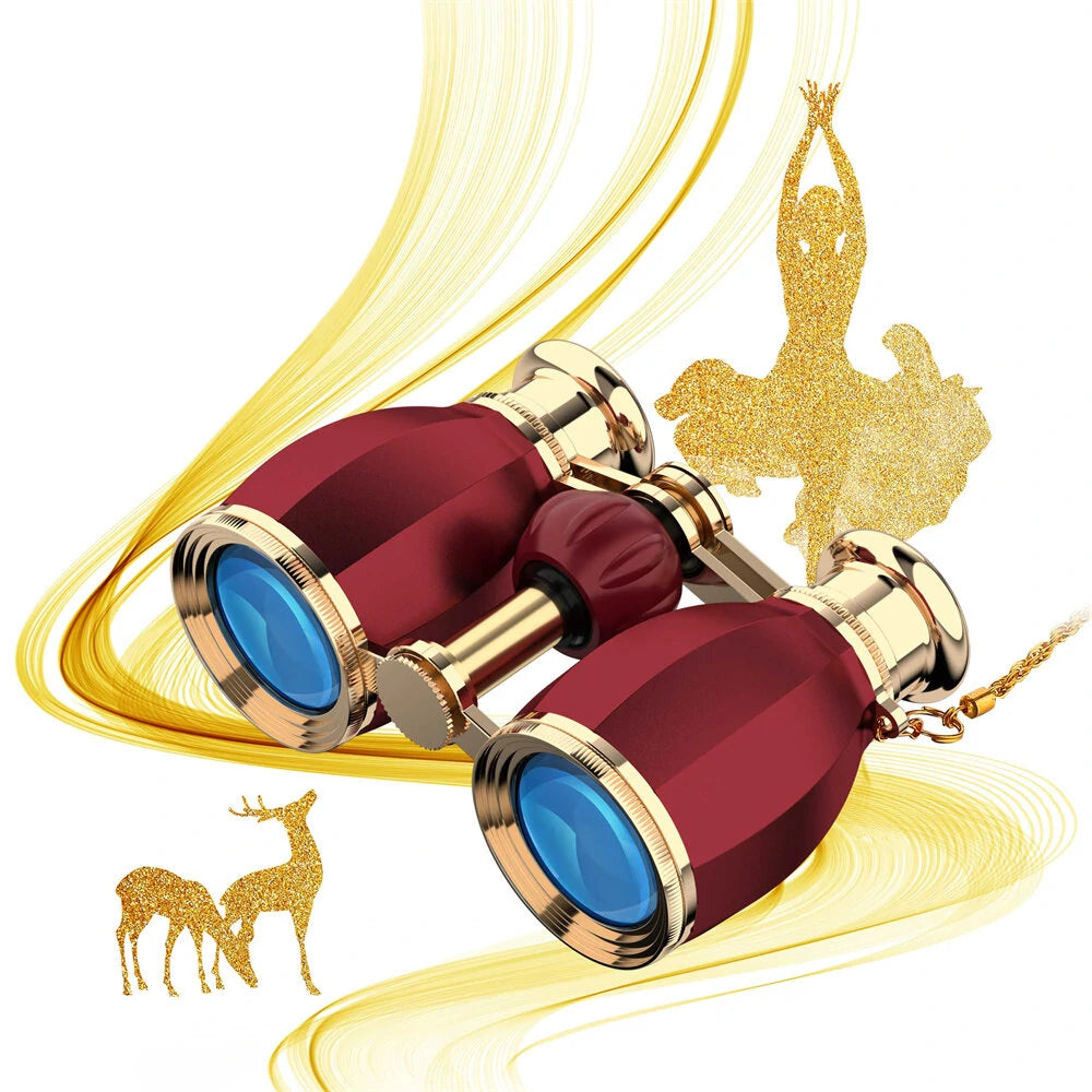 [EU Direct] AOMEKIE A03057R 4X30 Dual Tube HD Telescope Popular Mini Metal Handheld Drama Mirror Portable Retro Stage Drama Telescope