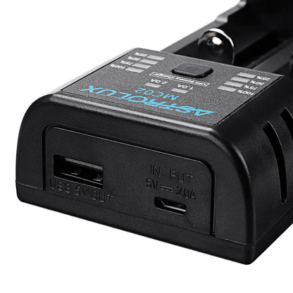 Astrolux MC02 2 in1 USB Charging Mini Battery Charger Portable Mobile Phone Power Bank Current Optional Charger For 18650 21700 26650 Li-ion Battery