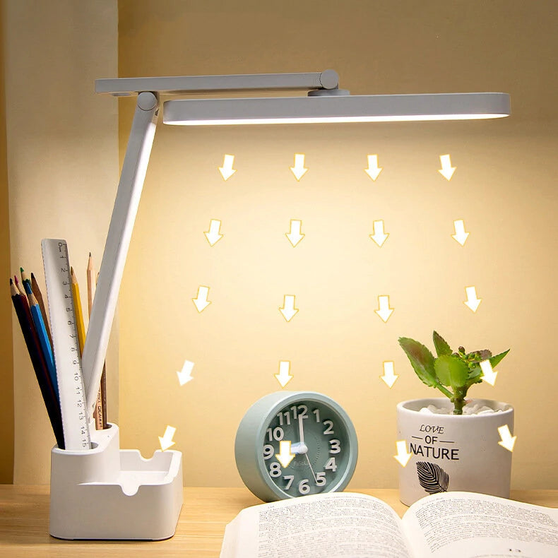 USB Charging LED Desk Lamp 3 Color Temperatures Brightness Adjustable Bedside Reading Pen Holder Table Lamp for Student dormitory