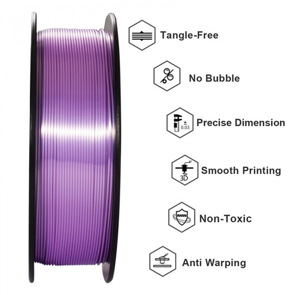 [EU Direct]Geeetech PLA Silk Multi Colors 3D Printer Filament 1.75mm 5kg Shiny Finish High Compatibility Anti-Warping Vacuum Sealed